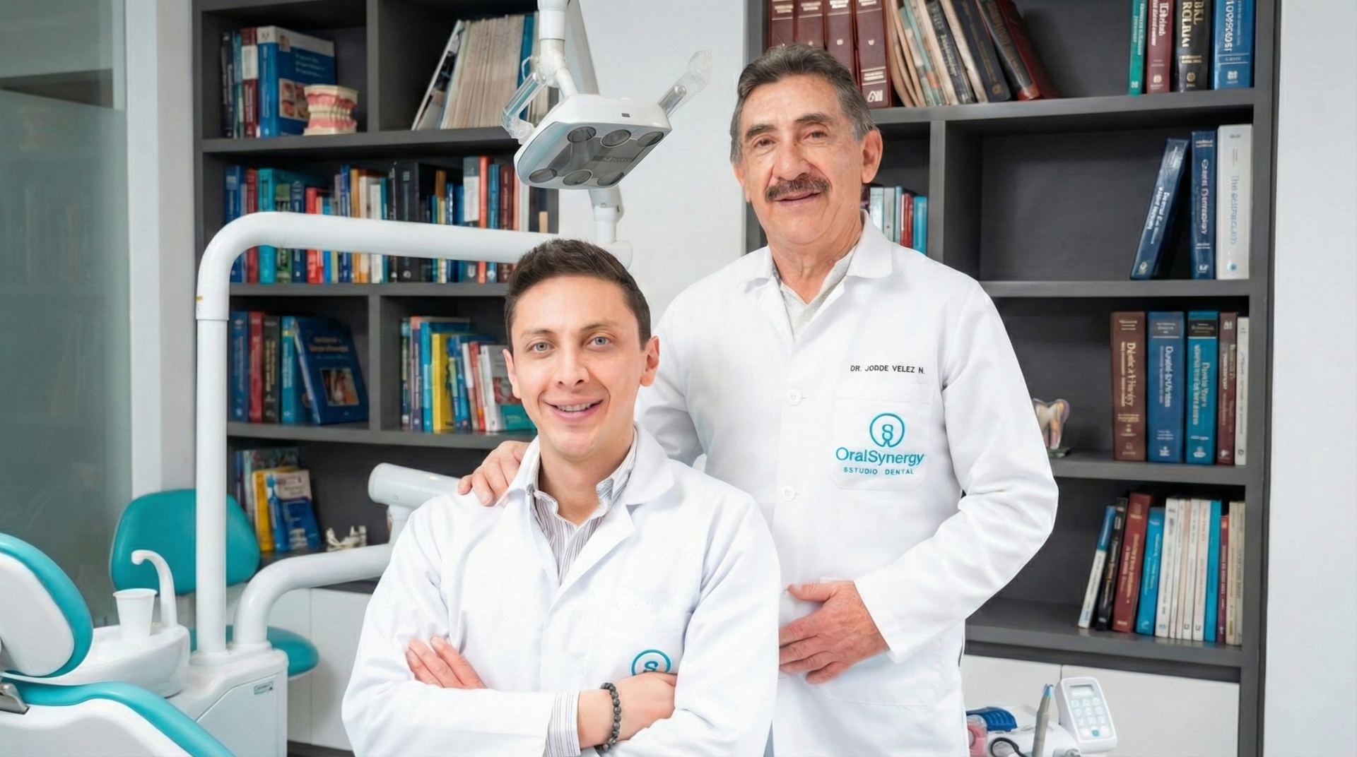 Dr. Jorge Vélez Nuñez y Dr. Jorge Vélez Barros fundadores de Clínica Dental Oral Synergy en Cuenca expertos en implantes y ortodoncia